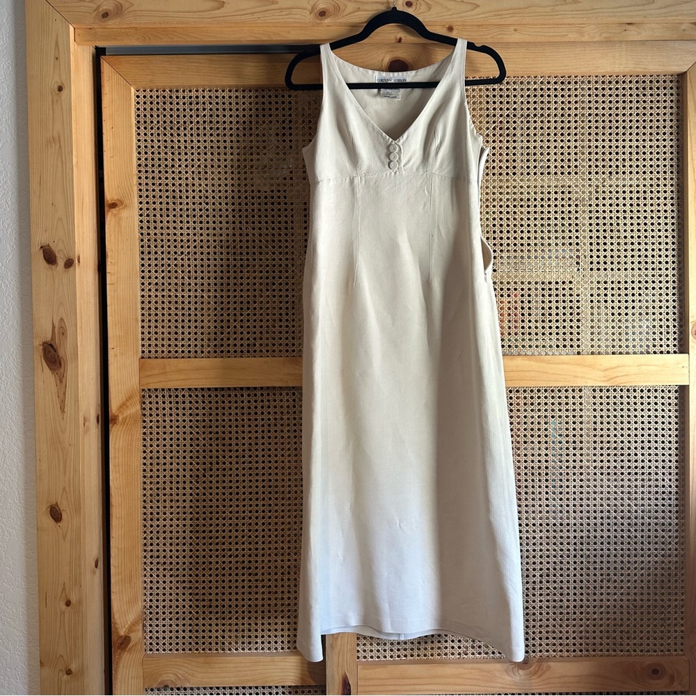 Vintage Linen Cream Sleeveless Dress